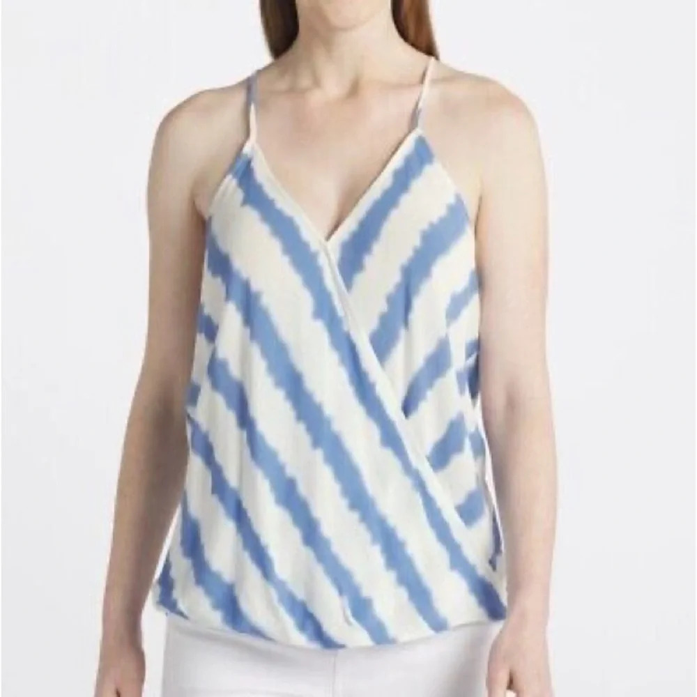 NWT Market & Spruce Stitchfix Blue/White Mac Surplice Top